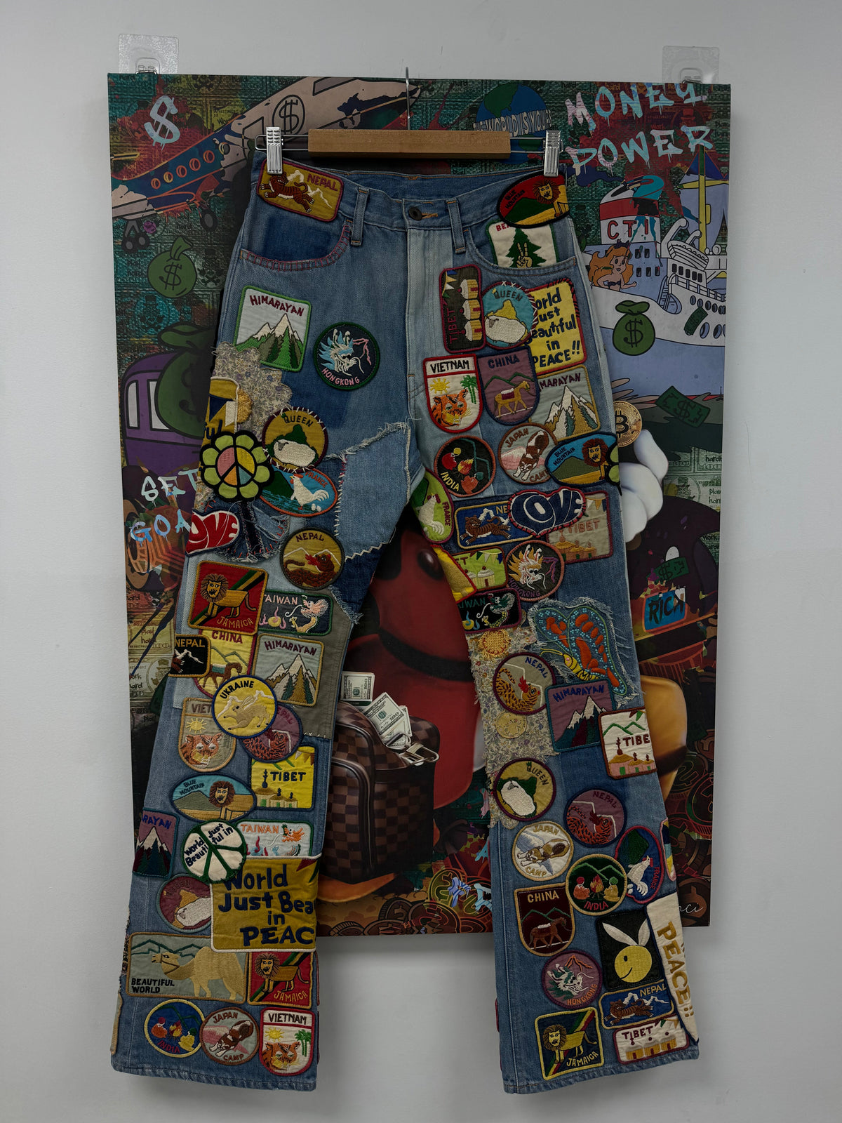 Kapital Flooded Patchwork Flared Jeans