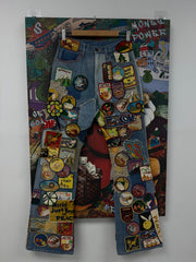 Kapital Flooded Patchwork Flared Jeans