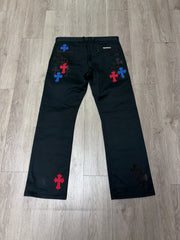 Chrome Hearts Black Wash Spider-Man Cross Patch Chino Pants