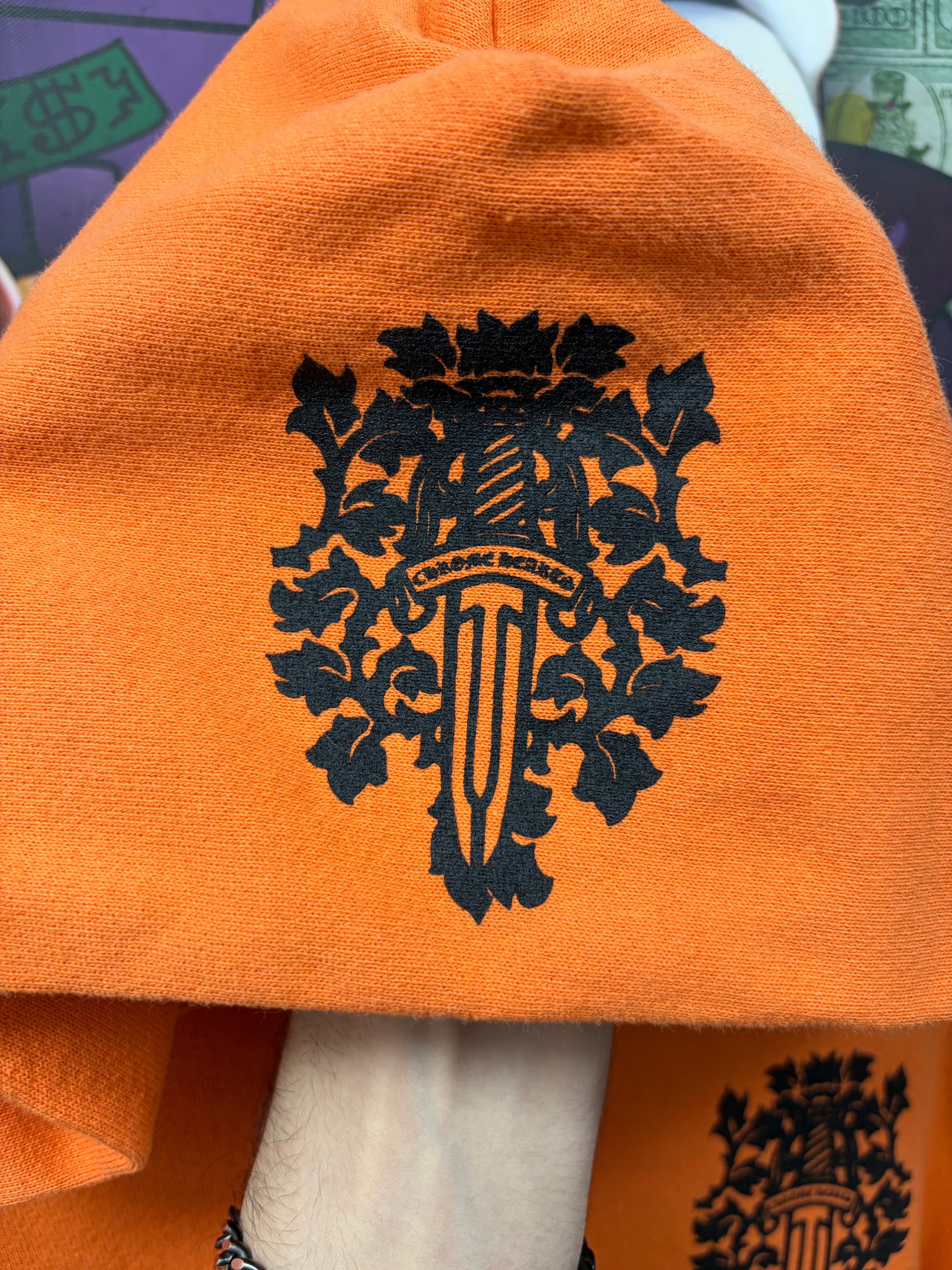Chrome Hearts Orange Black Sunny D Vine Dagger Hoodie