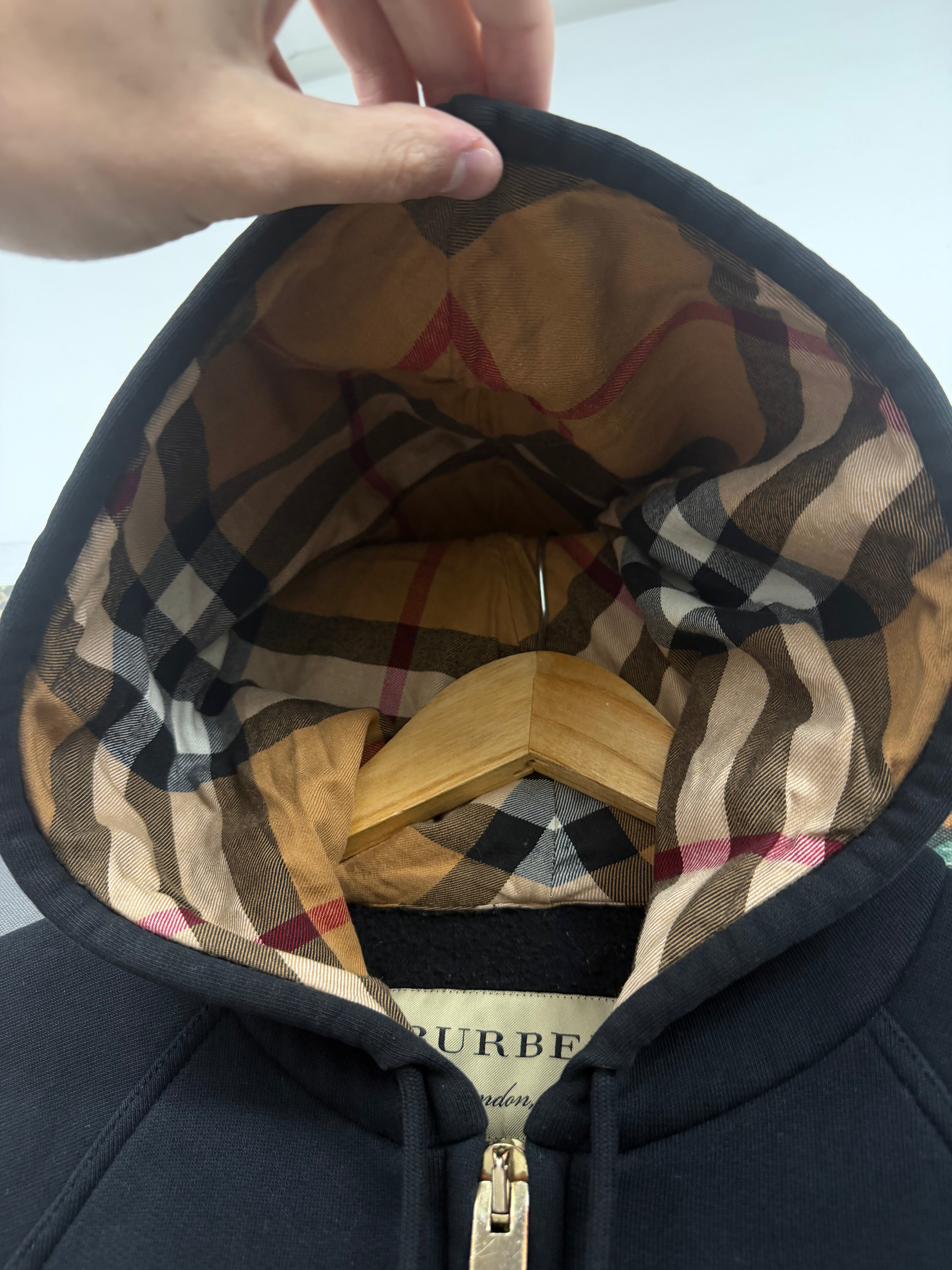 Burberry Black Hooded Monogram Zip Up