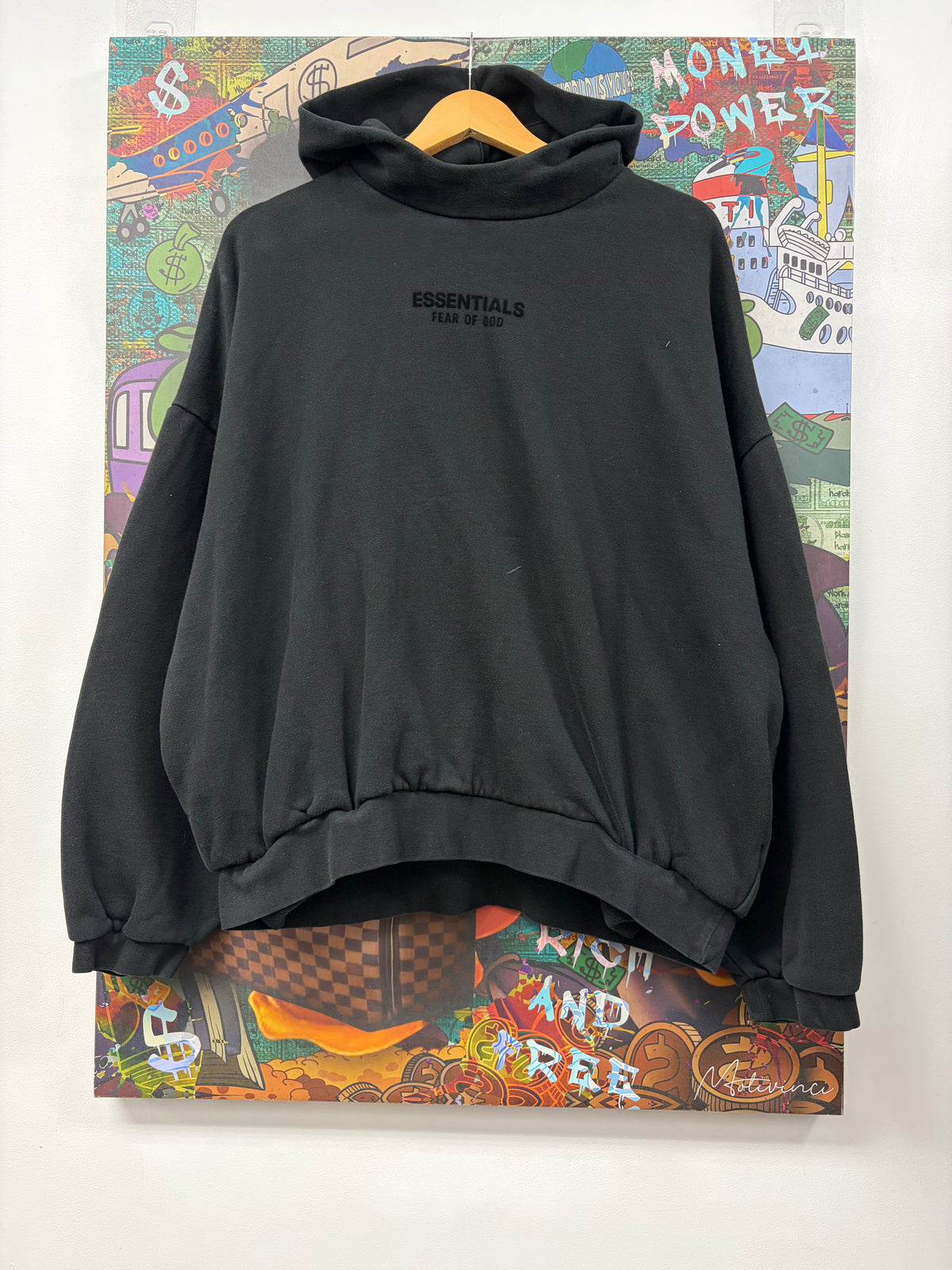 Essentials Jet Black Pullover Small Logo Hoodie