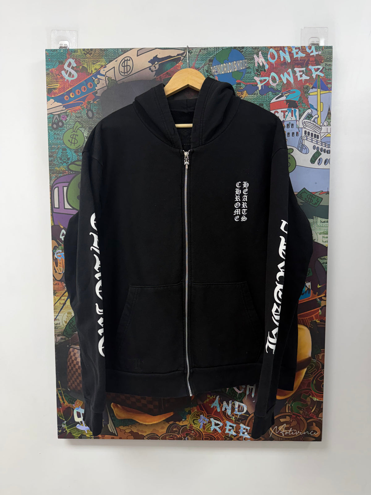 Chrome Hearts Black White Arm Logo Zip Up