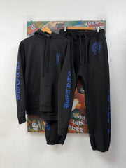 Chrome Hearts Black Blue Horseshoe Vertical Sweatsuit