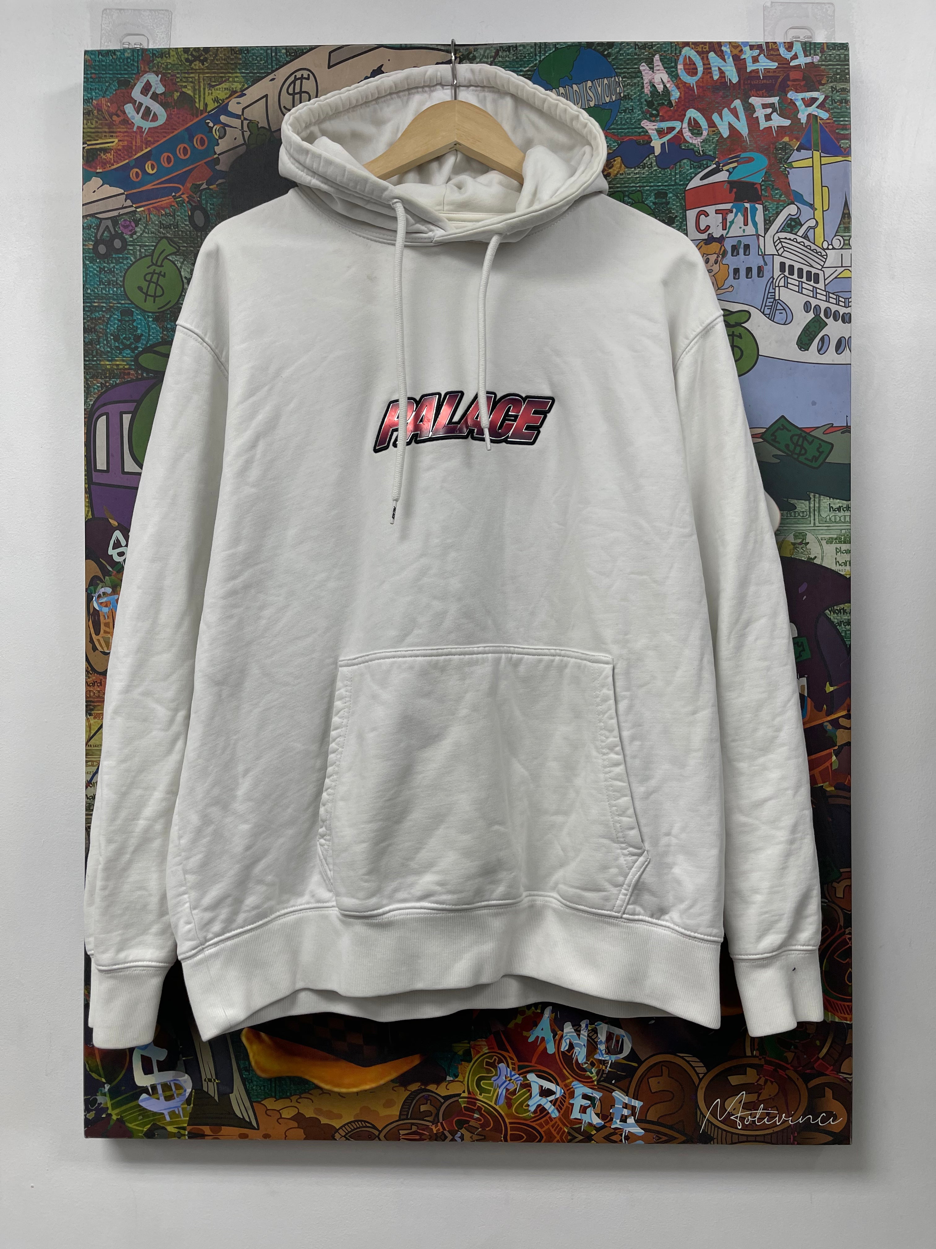 Palace White Red Logo Hoodie