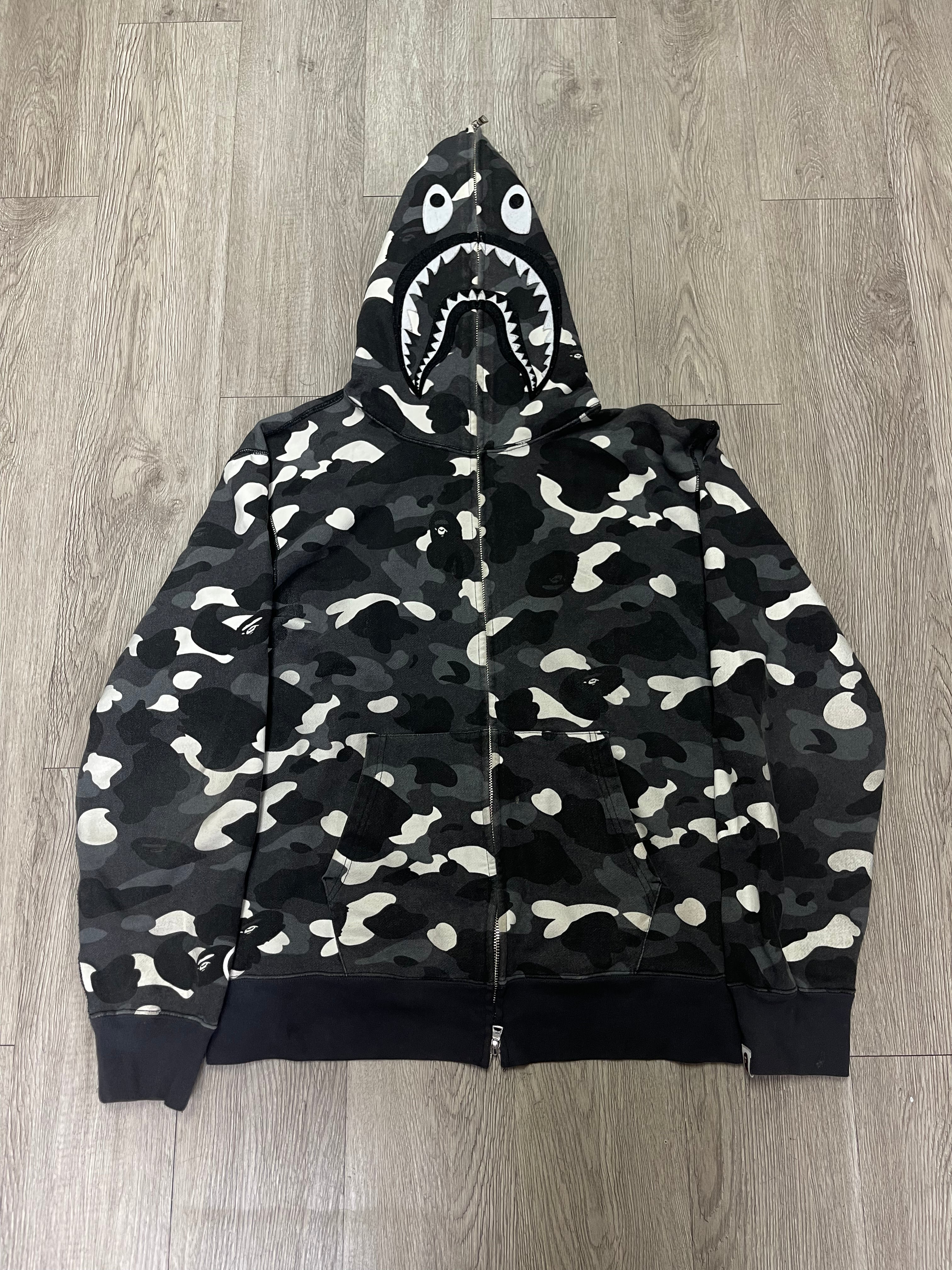 BAPE Black Cream GID Shark Zip Up Hoodie