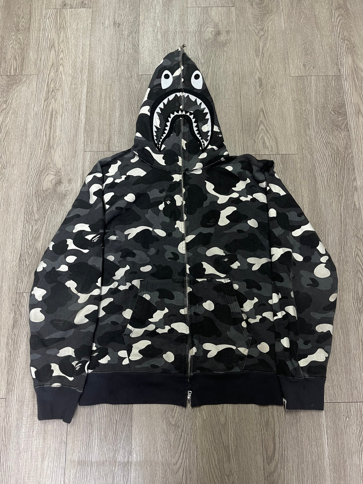 BAPE Black Cream GID Shark Zip Up Hoodie
