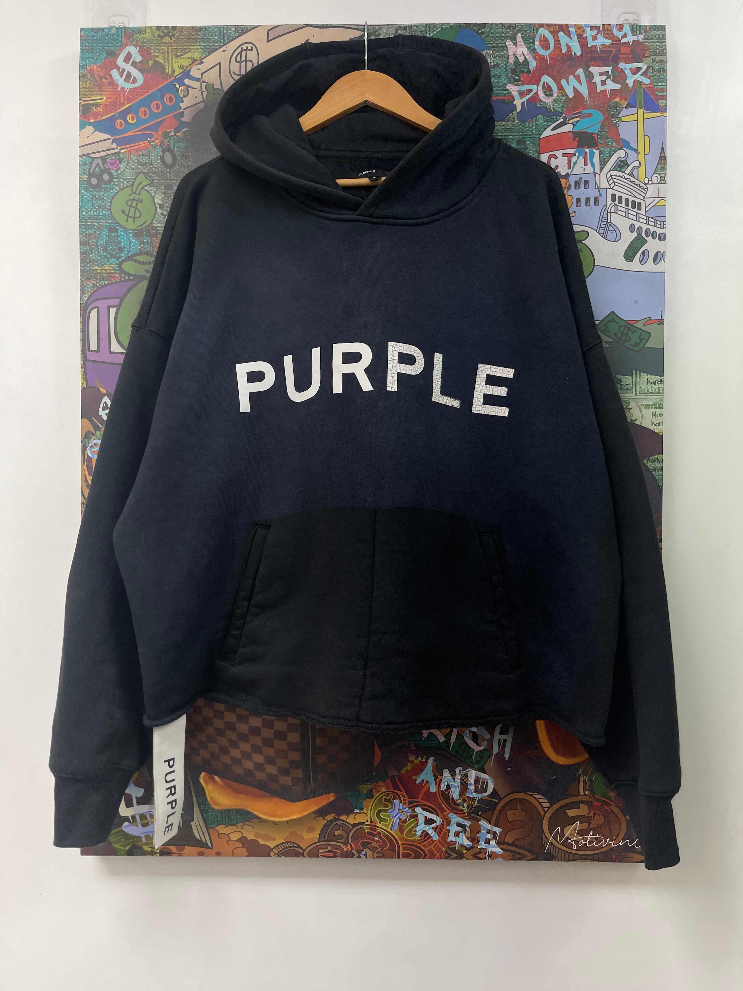 Purple Brand Split Crackle Logo Hoodie