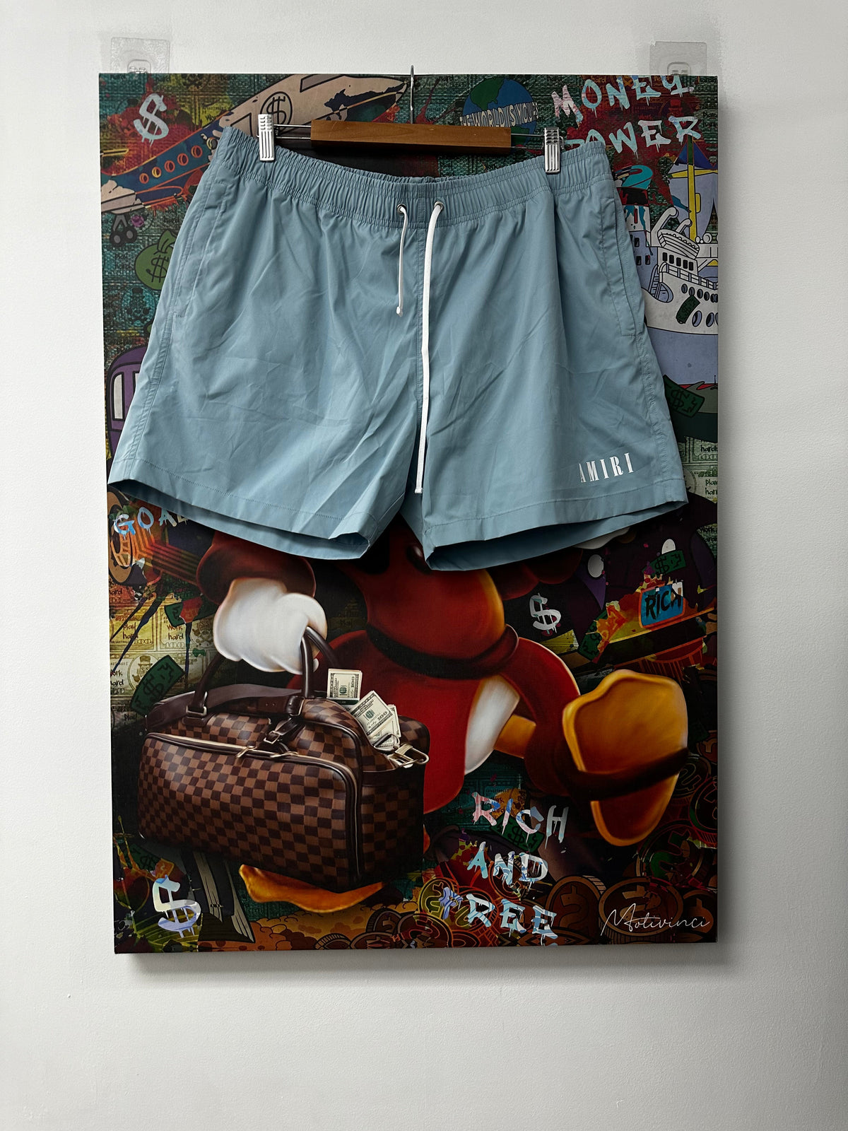 Amiri Dusty Blue Blue Core Logo Swim Trunks