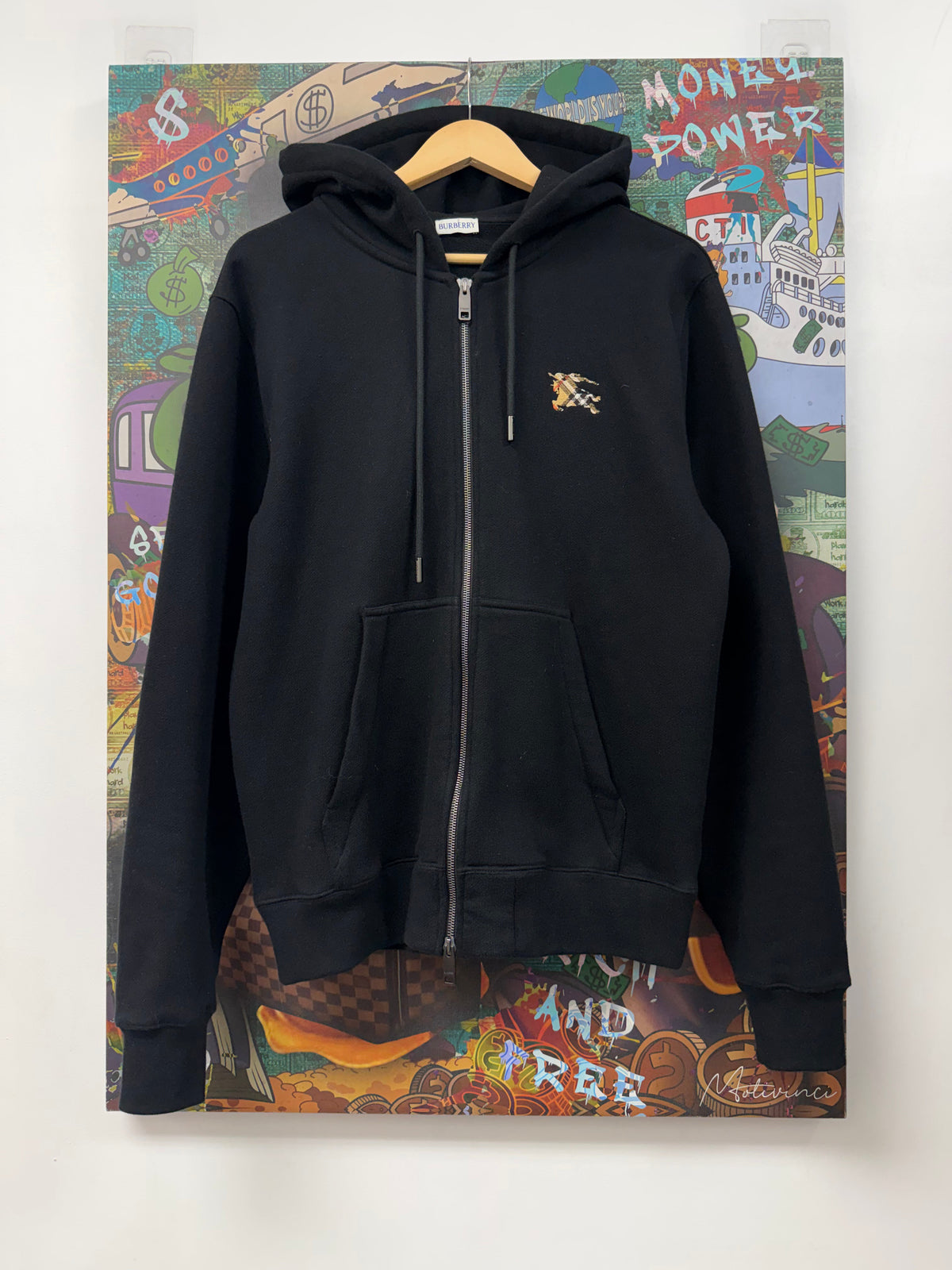 Burberry Black Embroidered Logo Zip Up