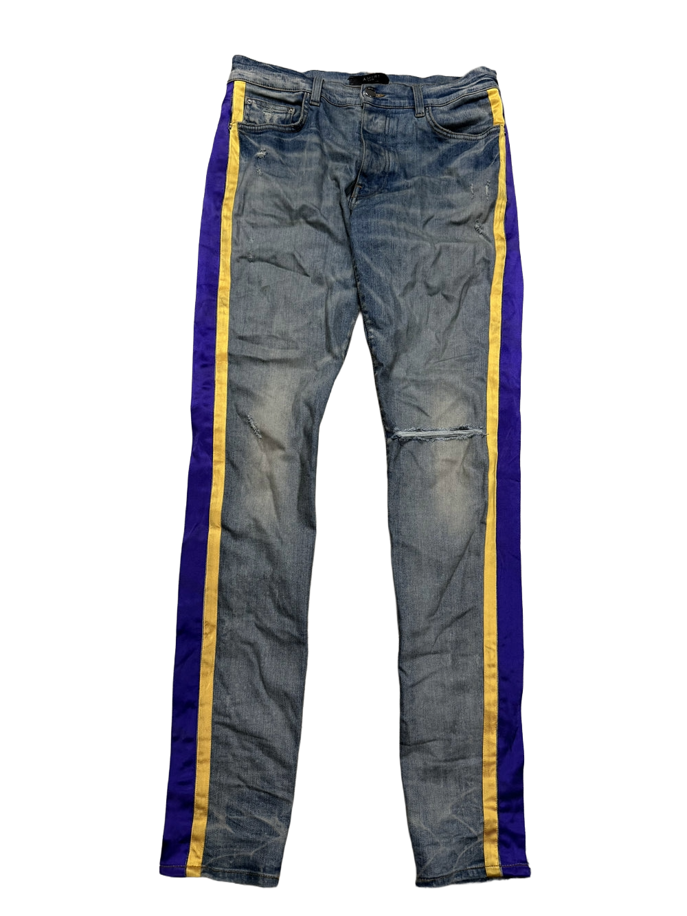 Amiri Stripe Light Wash, Purple & Yellow Jeans