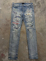 Amiri Jeans Thrasher Light Wash Rainbow Paisley Patch
