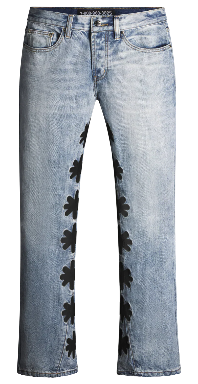 LOSTSHDWS Denim Black Logo Light Wash Blue Jeans