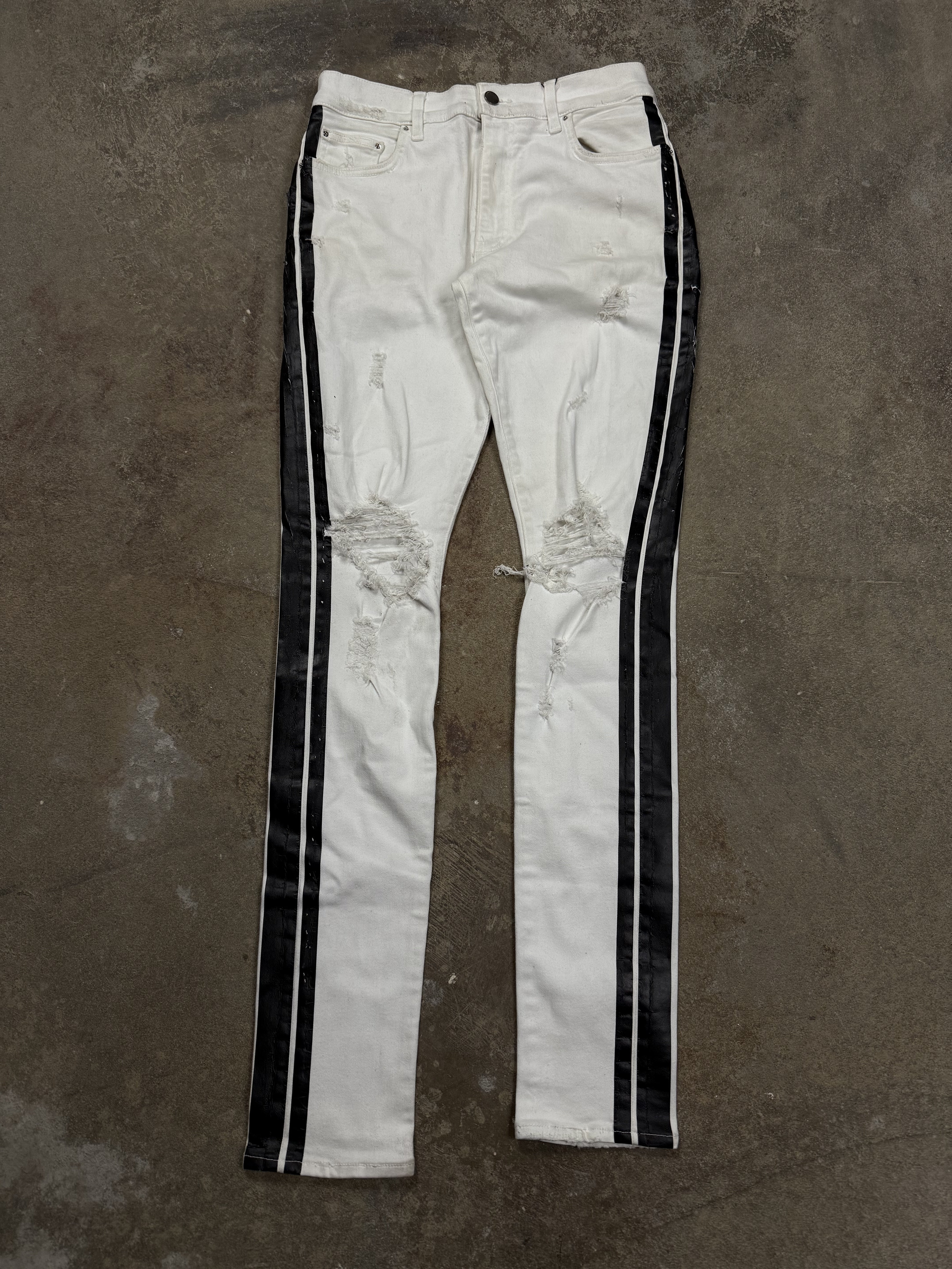 Amiri Jeans White Black Stripe