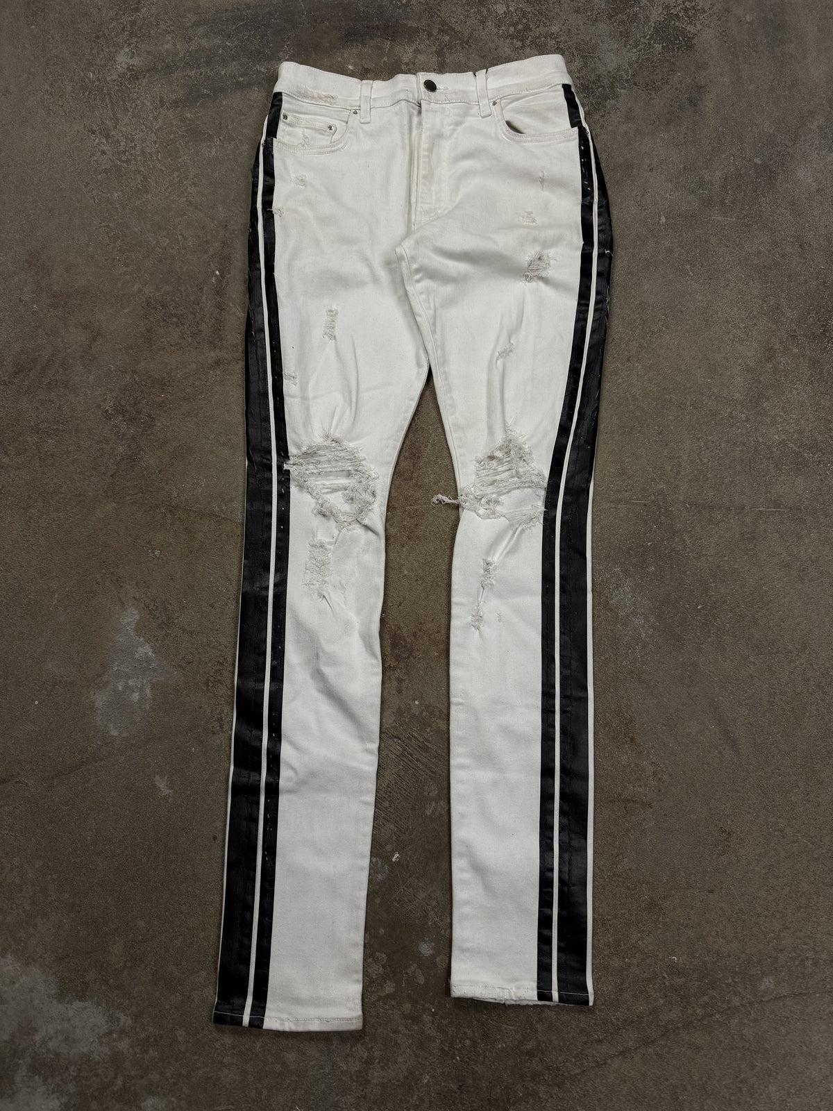 Amiri Jeans White Black Stripe