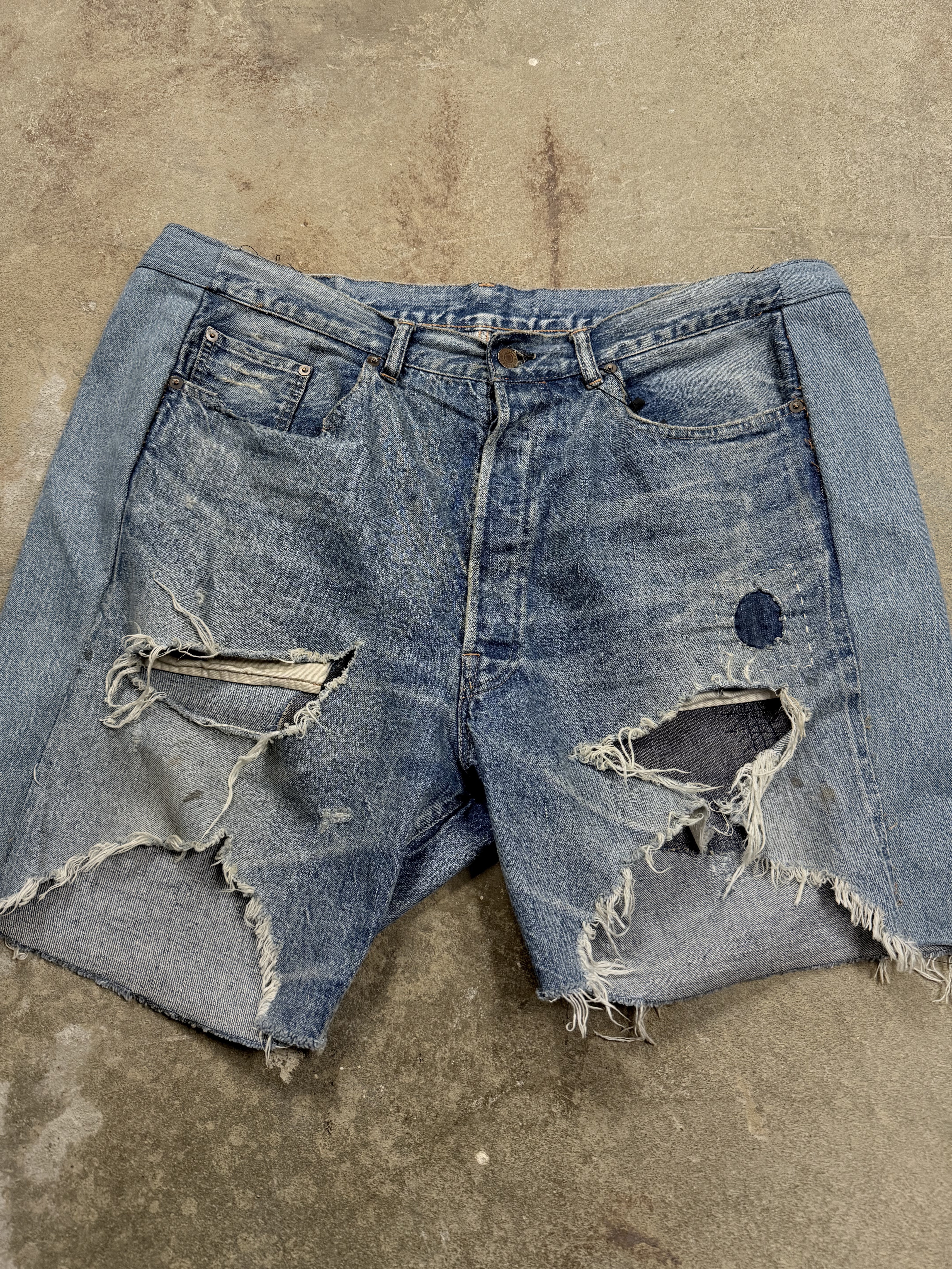 Saint Mxxxxxx Distressed Denim Shorts