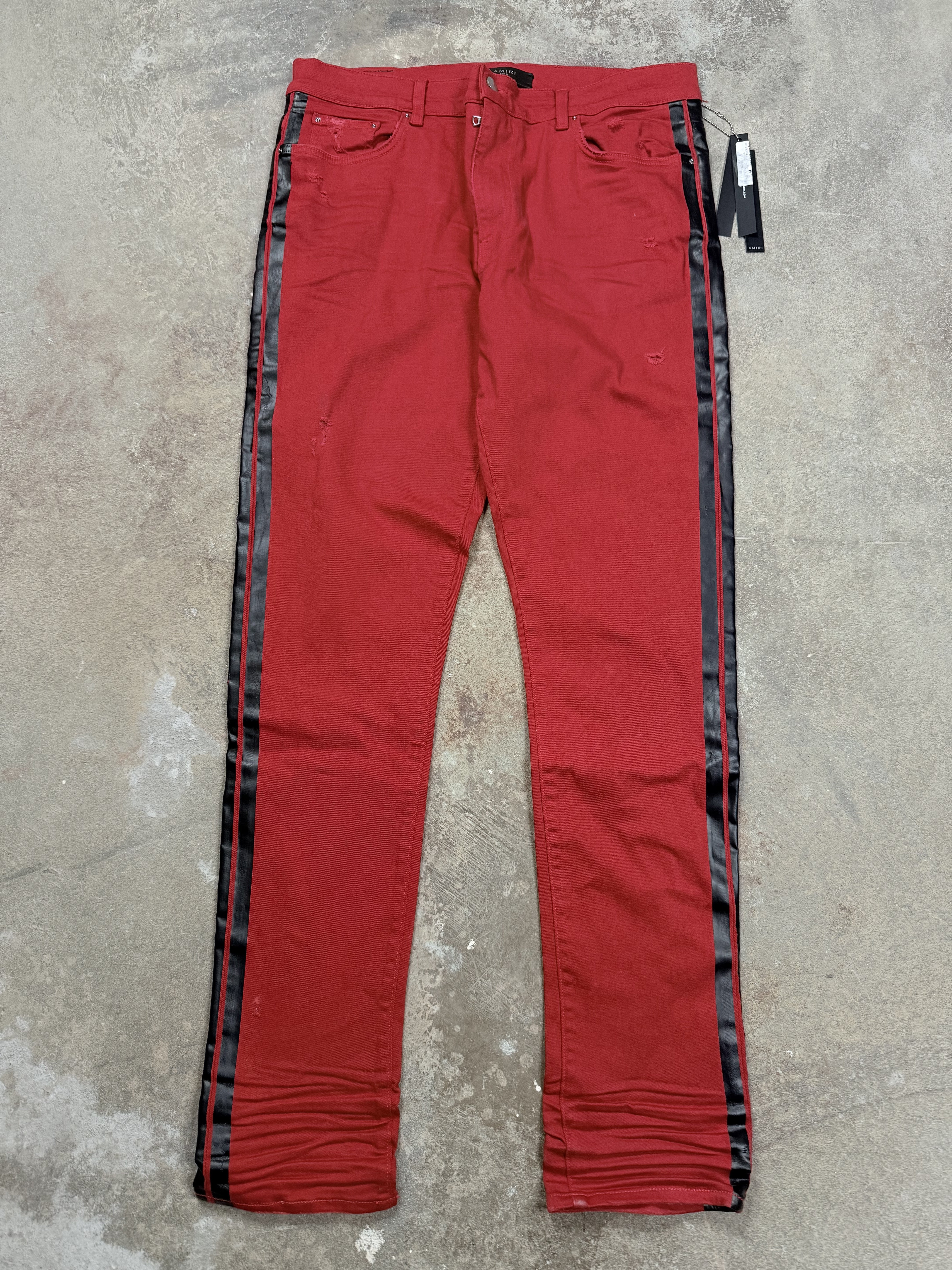 Amiri Jeans Red Black Stripe
