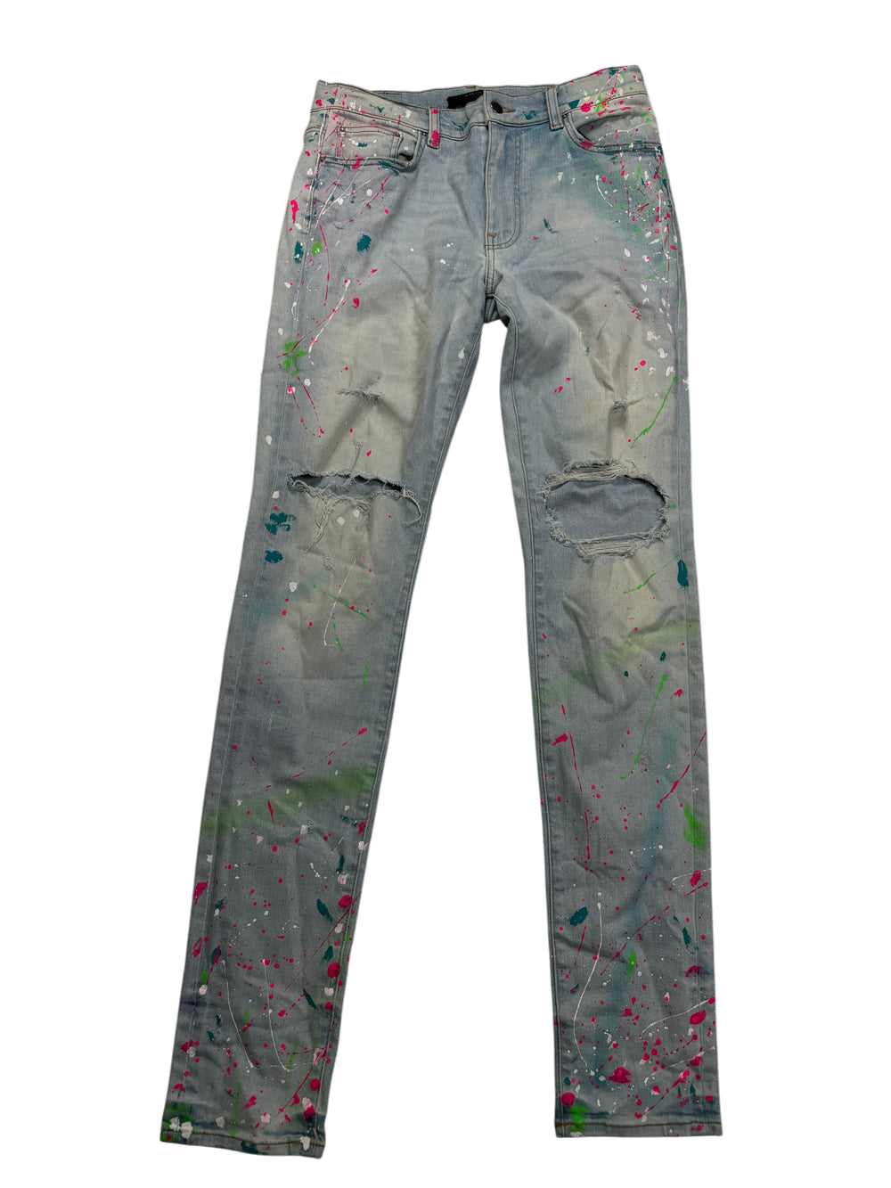 Amiri Thrasher Splatter South Beach Light Wash Jeans