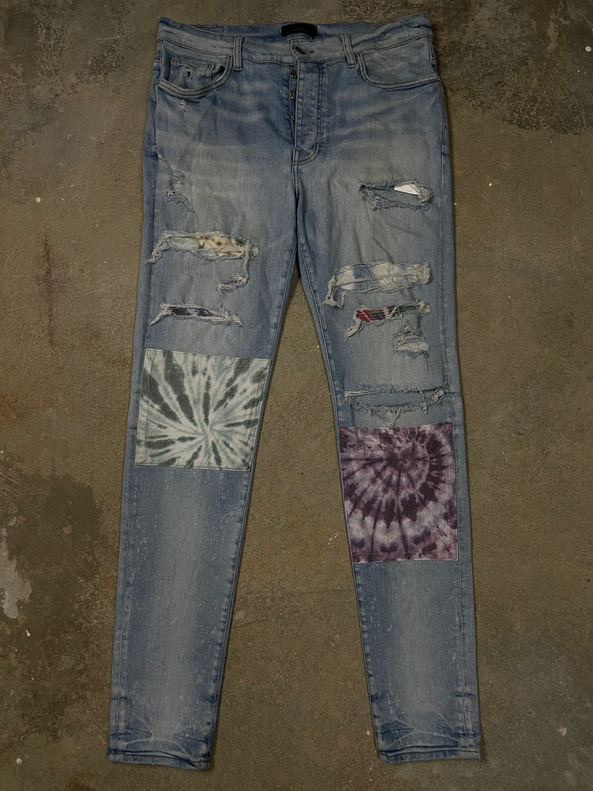 Amiri Jeans Light Wash Rainbow Patchwork