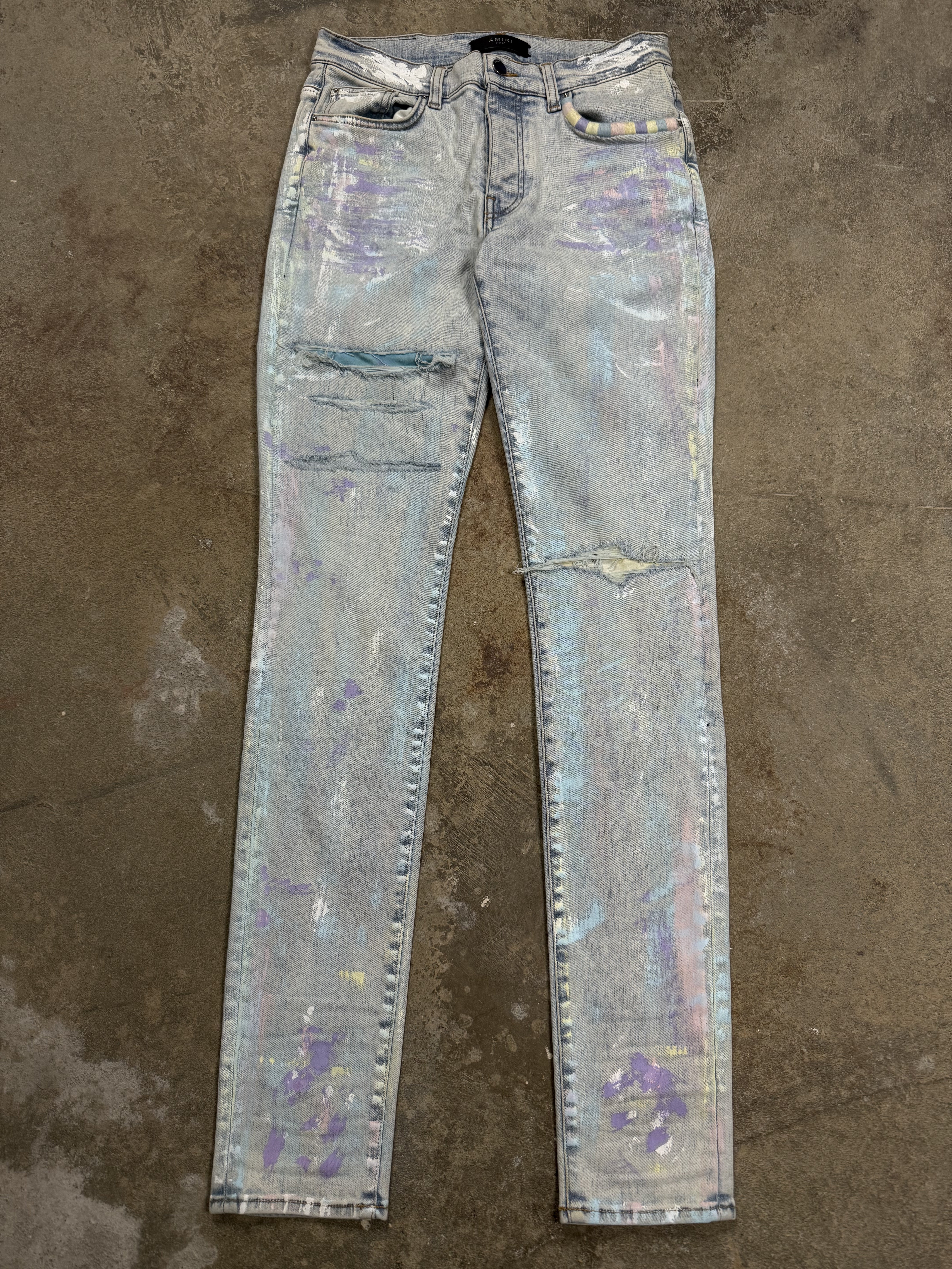 Amiri 'Easter Thrasher' Light Wash Jeans
