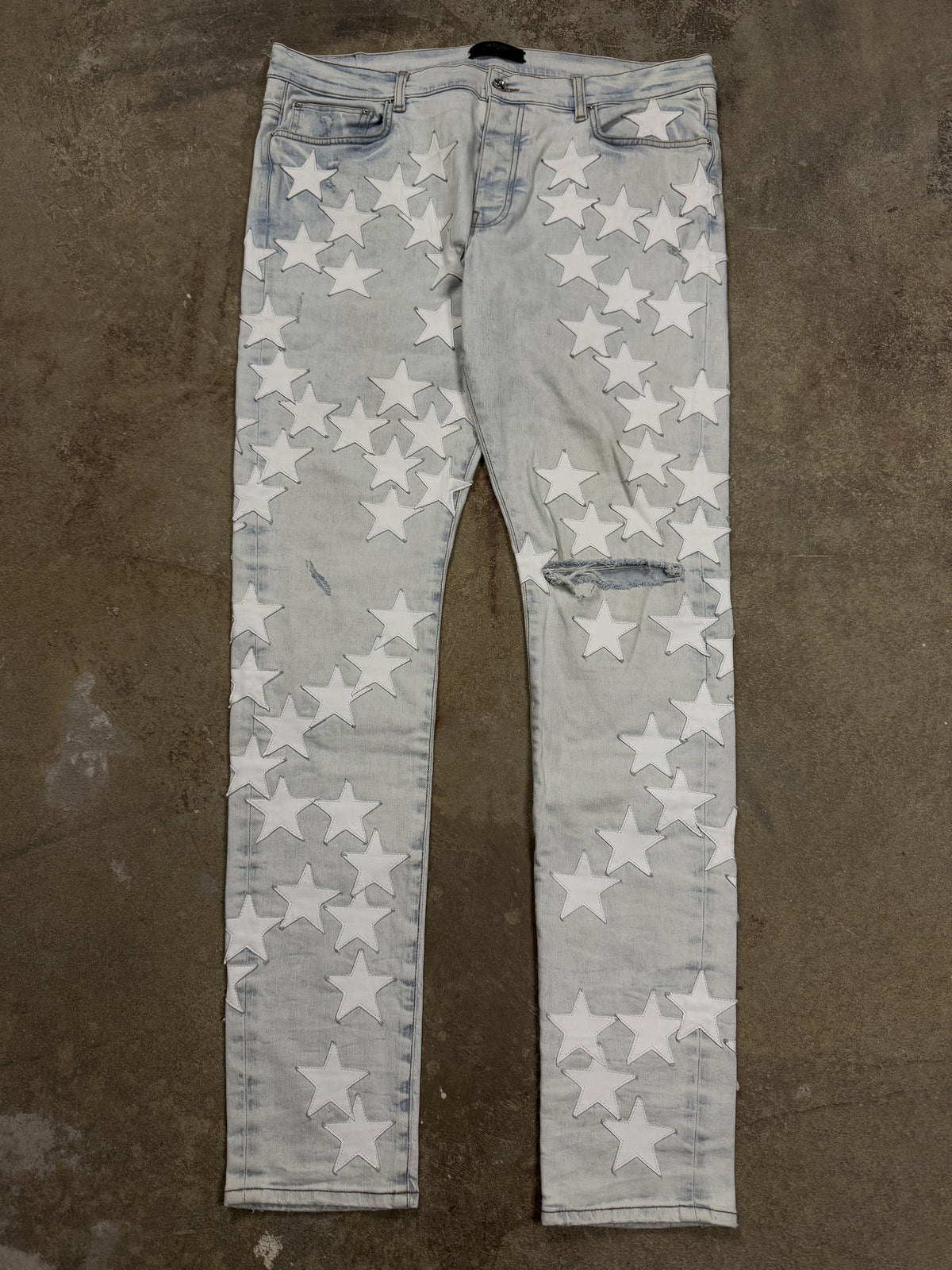 Amiri Chemist Jeans Light Wash White Stars