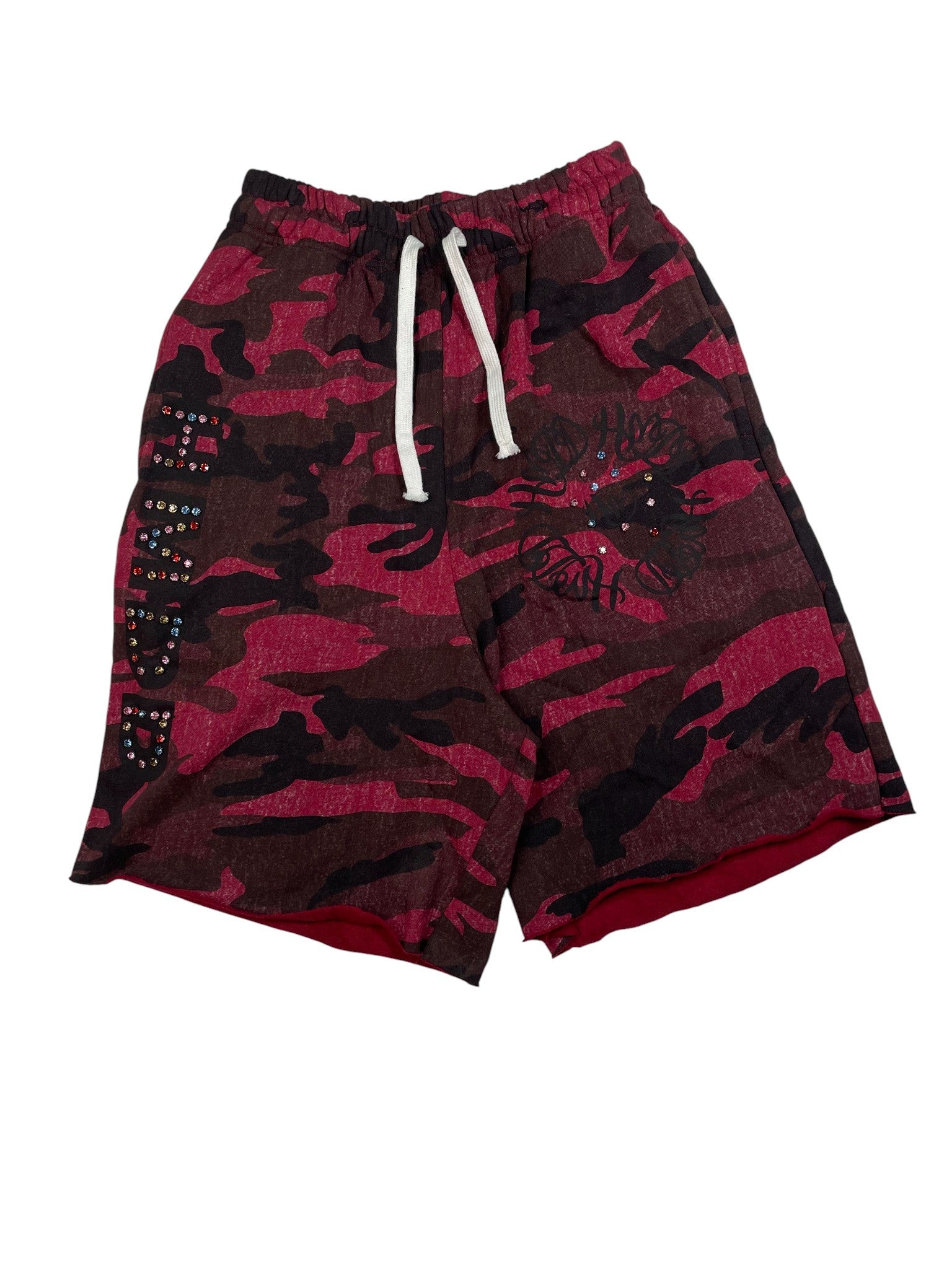 HMDD Studded Red Sweat Shorts