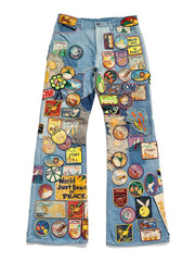 Kapital Flooded Patchwork Flared Jeans