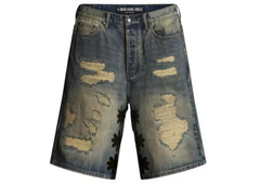 LOSTSHDWS DSTRY Denim Blue & Black Shorts