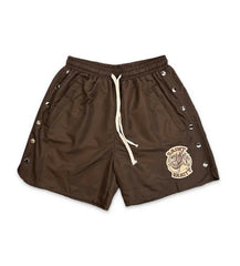 Saint Vanity Brown Nylon Button Up Shorts