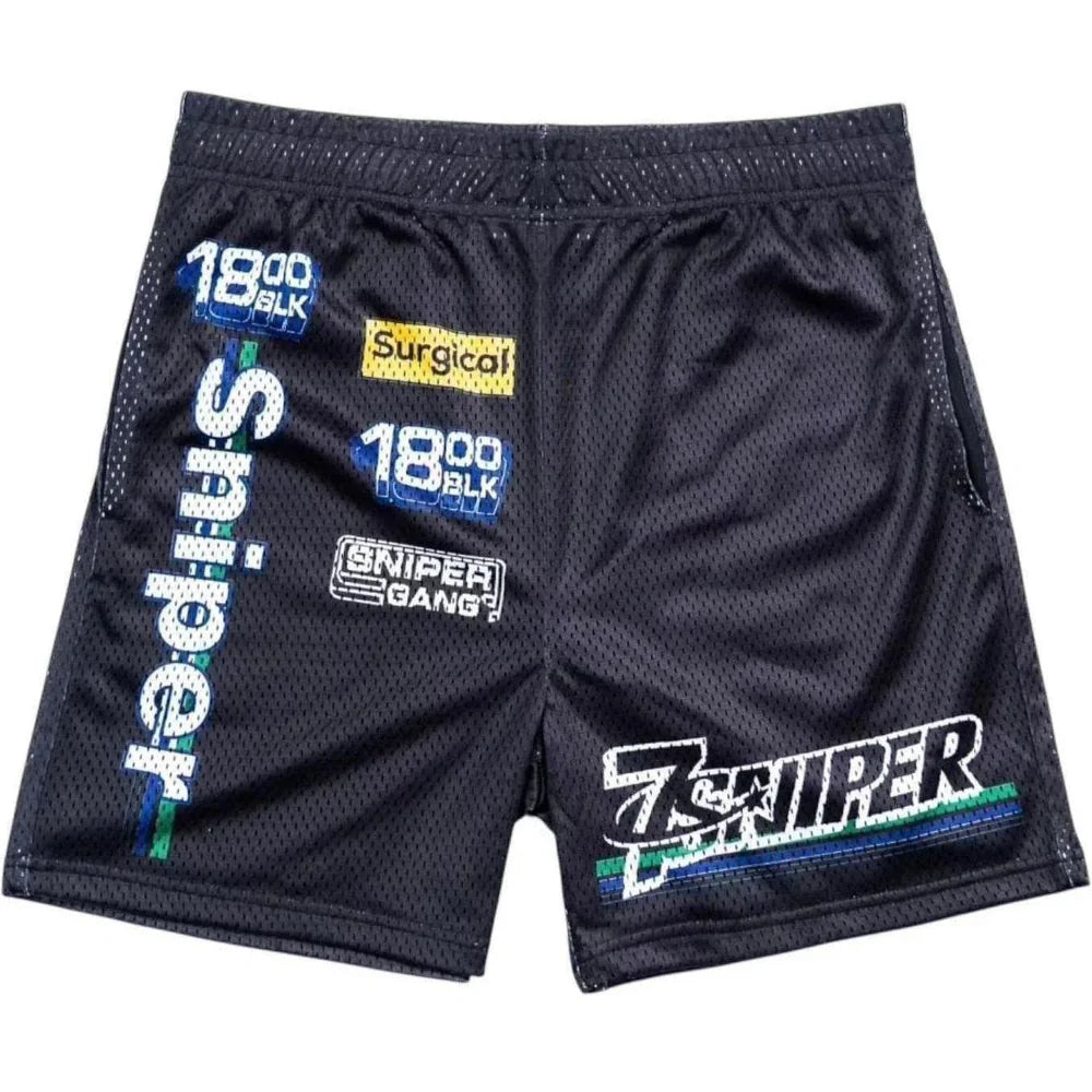 Triple 7 7Sniper Black Mesh Shorts