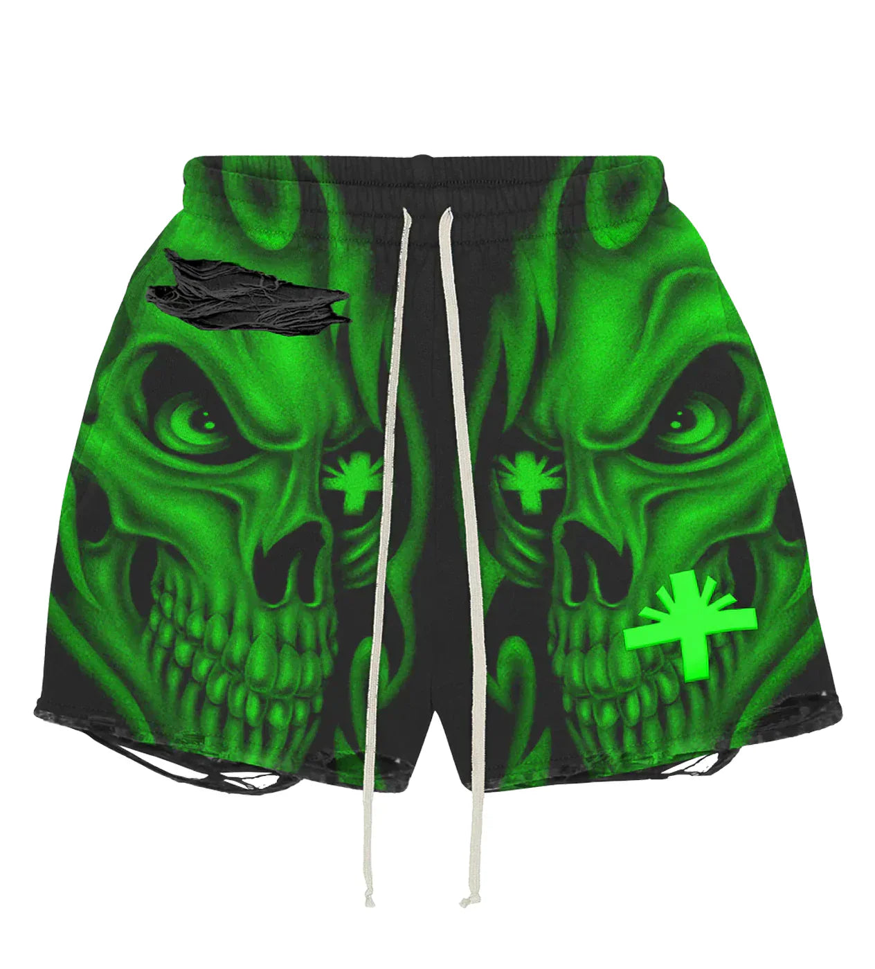 Vertabrae 'Skull' Green Storm Shorts