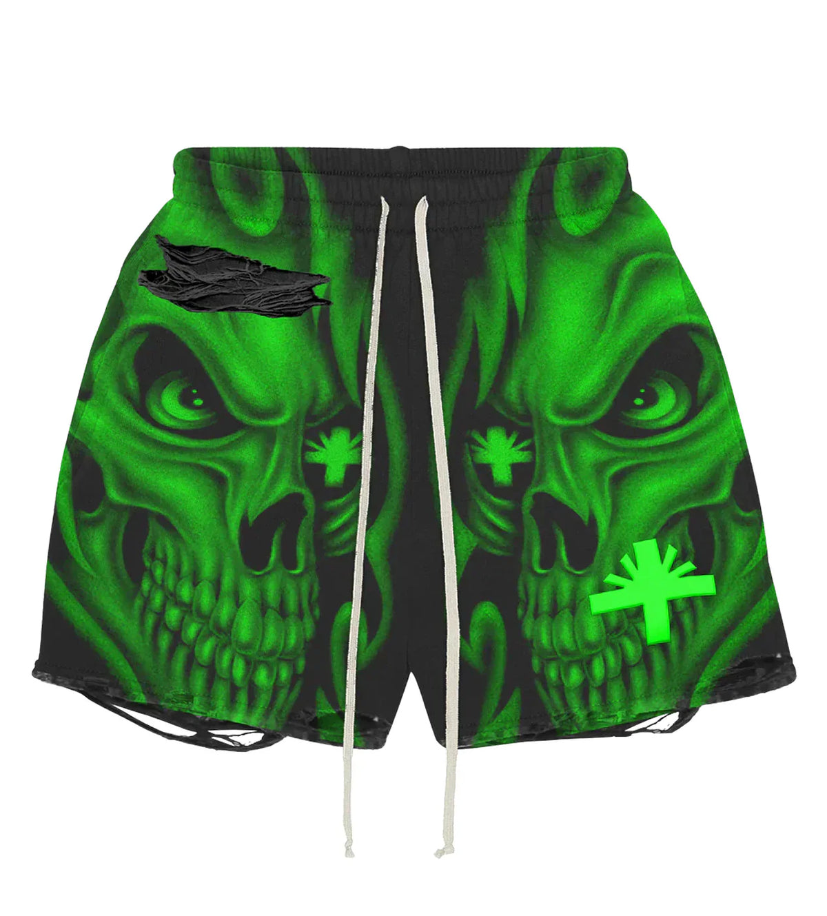 Vertabrae 'Skull' Green Storm Shorts