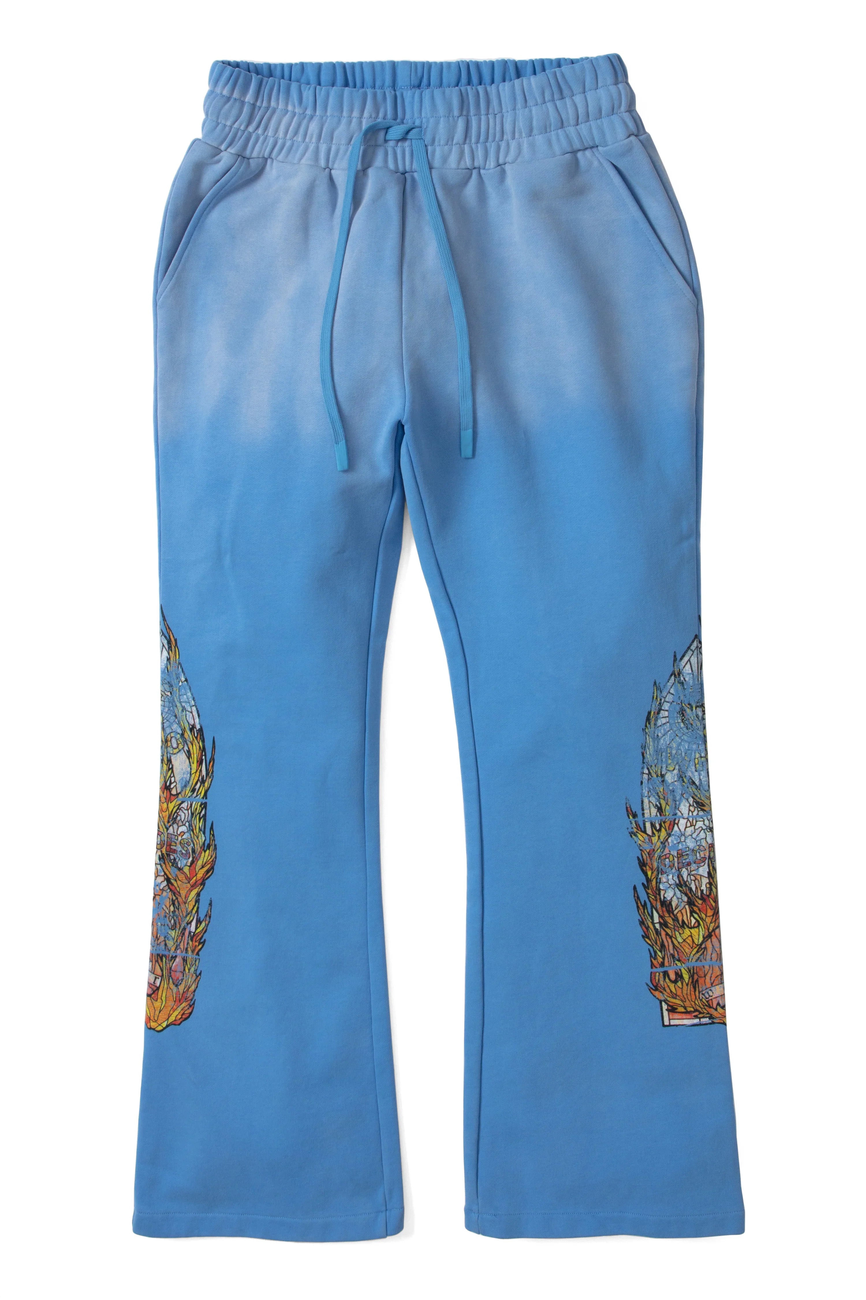 Who Decides War "Faded Flame Glass" Sky Blue Sweats