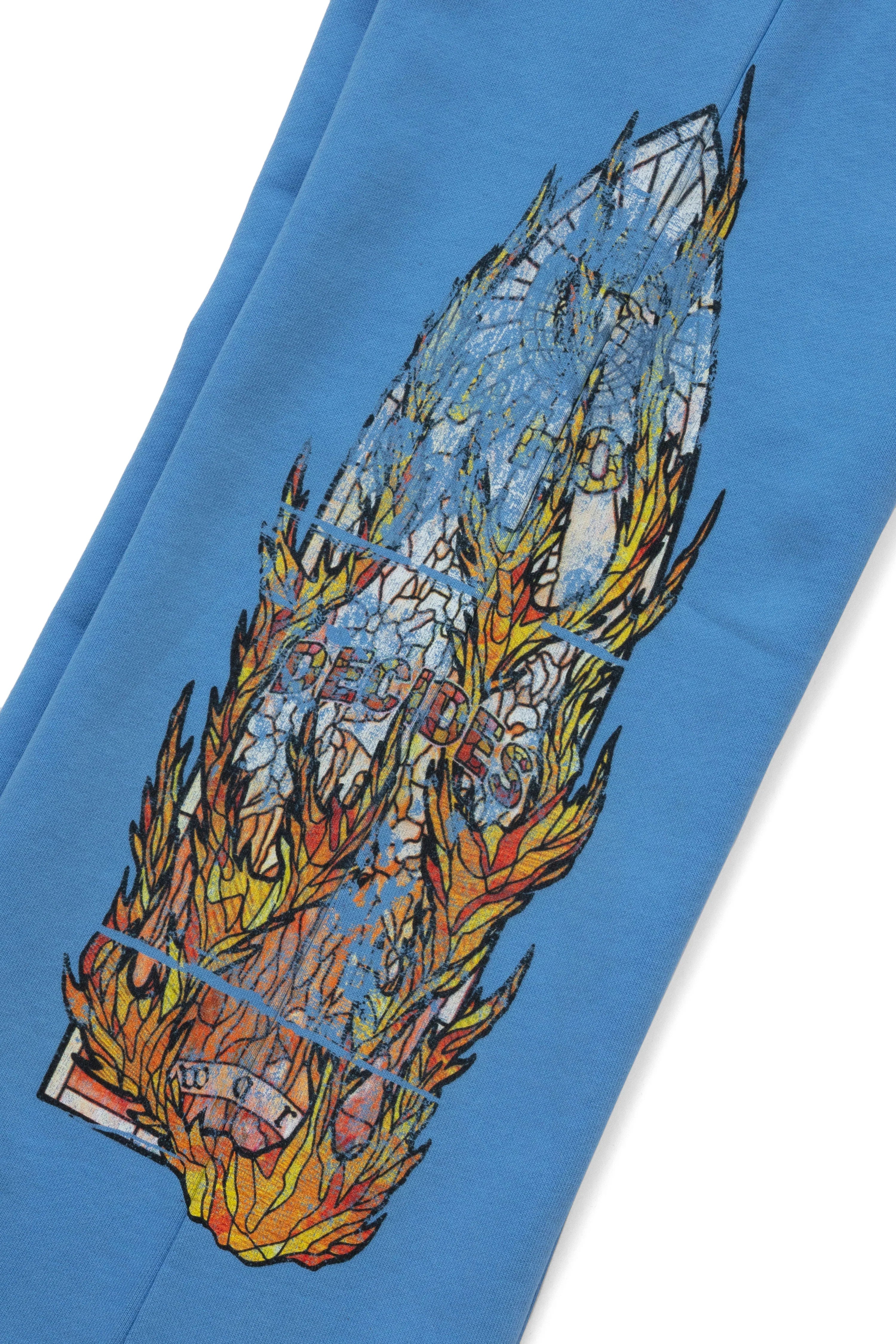 Who Decides War "Faded Flame Glass" Sky Blue Sweats